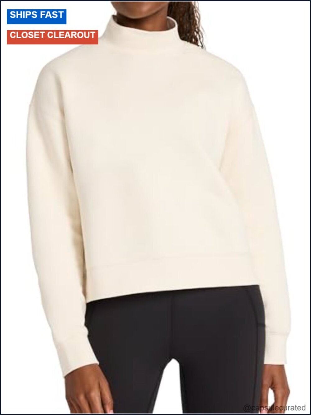 Mock Neck Sweatshirt, Athletic, Midweight Cotton-poly, Standard Fit